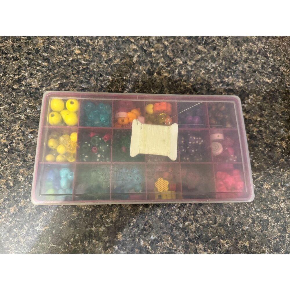 Multicolor Assorted Craft Beads Jewelry Making Kit Organizer Box With Thread - Picture 3 of 3